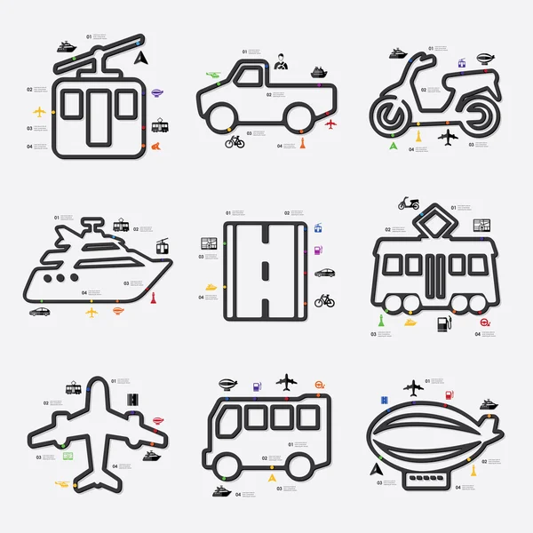 Infográfico de transporte com ícones — Vetor de Stock