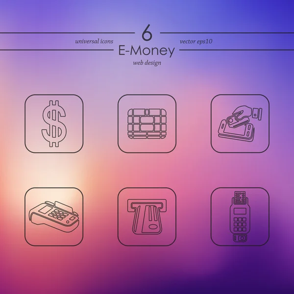 Sada elektronických peněz ikon — Stockový vektor