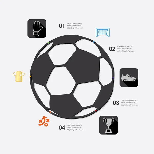 アイコンとサッカーのインフォ グラフィック — ストックベクタ