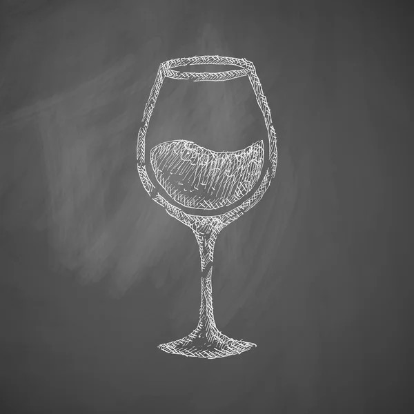 Icono de copa de vino en pizarra — Vector de stock