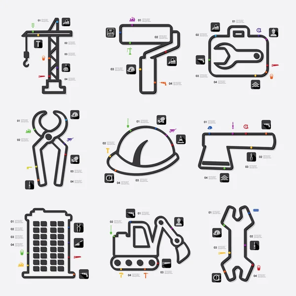 Gebouw infographic met pictogrammen — Stockvector