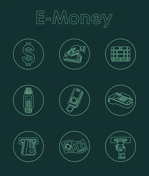 Set of e-money simple icons — Stock Vector