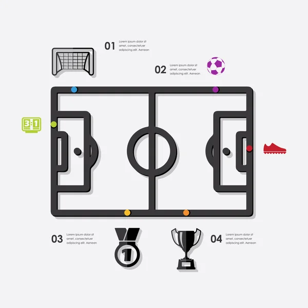 Infográfico de futebol com ícones — Vetor de Stock