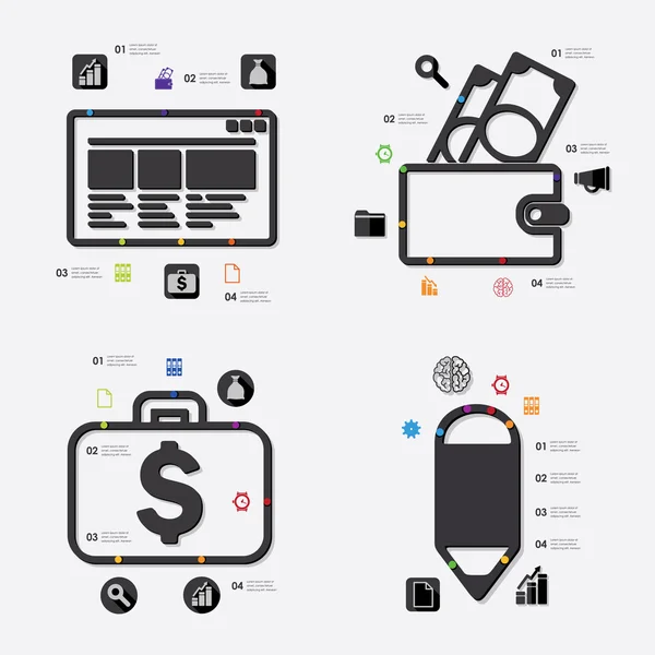 Infografía de negocios con iconos — Vector de stock