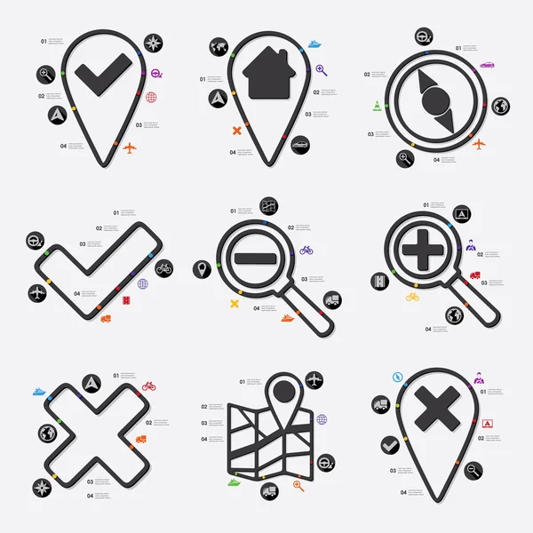 Navigation infographic with icons — Stock Vector