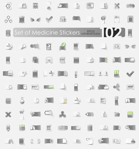 Conjunto de adesivos de medicina — Vetor de Stock