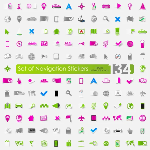 Set of navigation stickers — Stock Vector