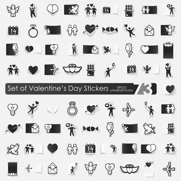 Set de pegatinas para el día de San Valentín — Archivo Imágenes Vectoriales