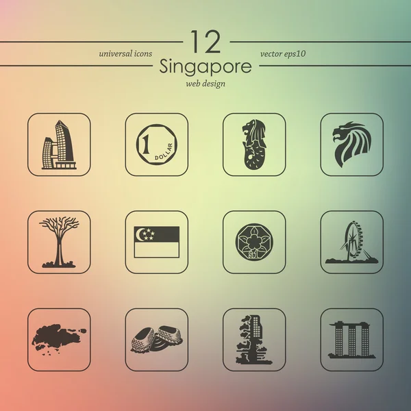 Ensemble d'icônes Singapour — Image vectorielle