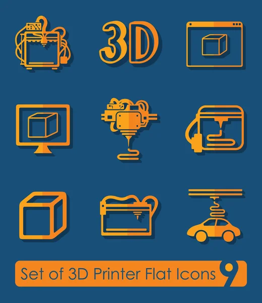 3 d プリンターのアイコンのセット — ストックベクタ