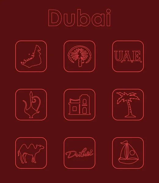 Conjunto de iconos simples de Dubai — Vector de stock