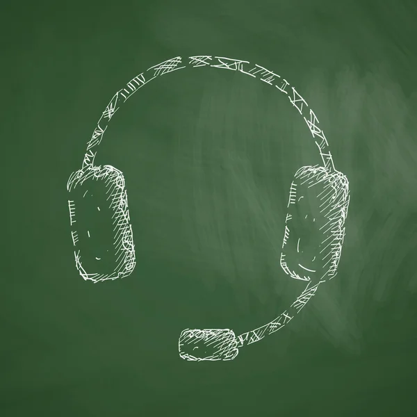 Ακουστικά εικονίδιο στον πίνακα κιμωλίας — Διανυσματικό Αρχείο