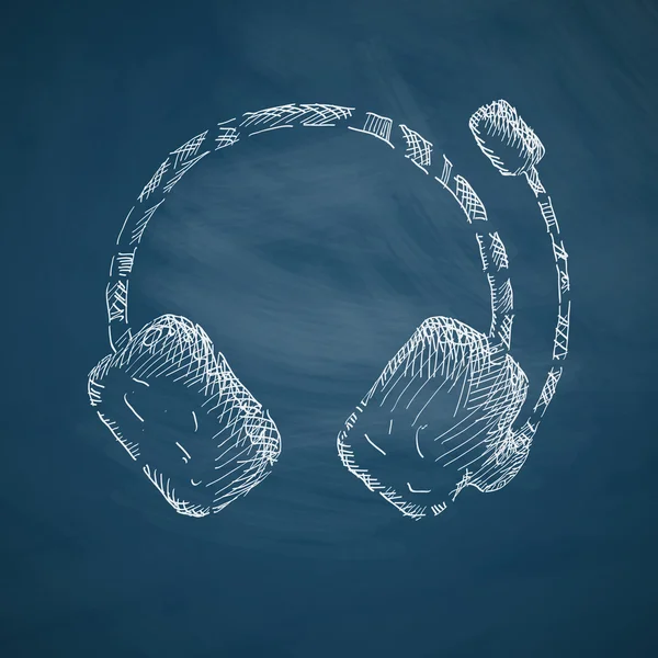 Ακουστικά εικονίδιο στον πίνακα κιμωλίας — Διανυσματικό Αρχείο