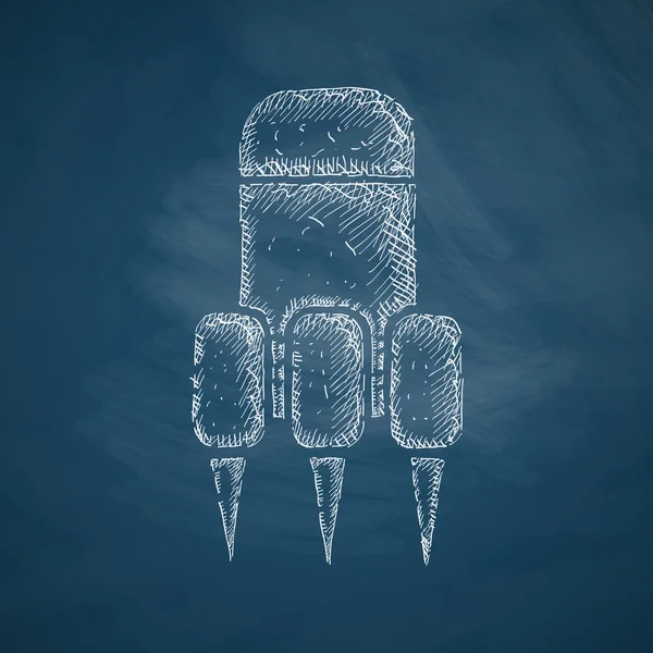 Rocket icon on chalkboard — Stock Vector