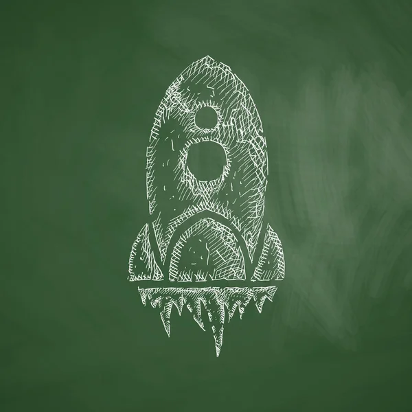 Rocket icon on chalkboard — Stock Vector