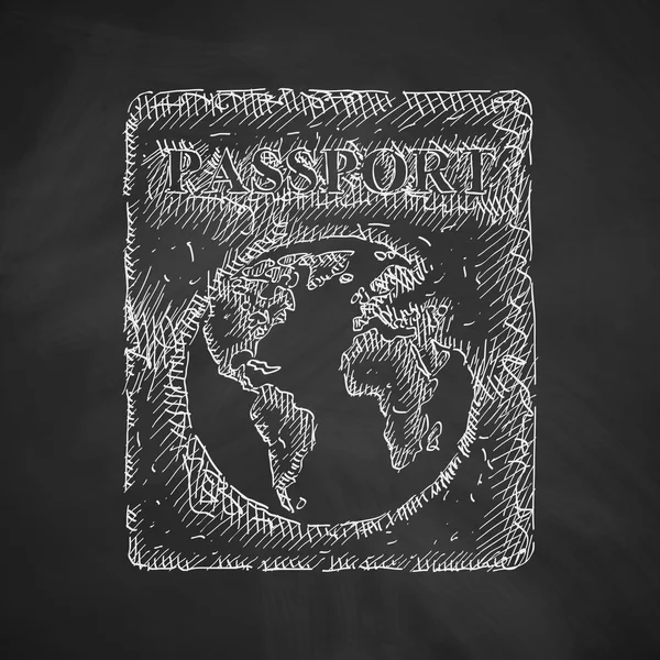 Passport icon on chalkboard — Stock Vector