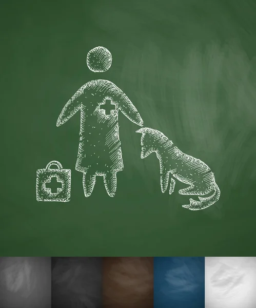 Veterinario y perro icono — Vector de stock