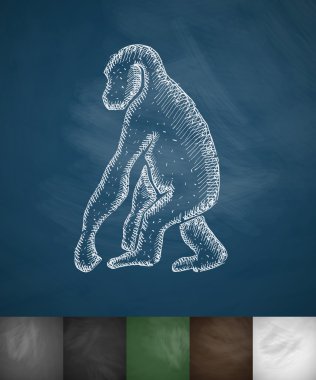 Kara tahta üstünde maymun kutsal kişilerin resmi
