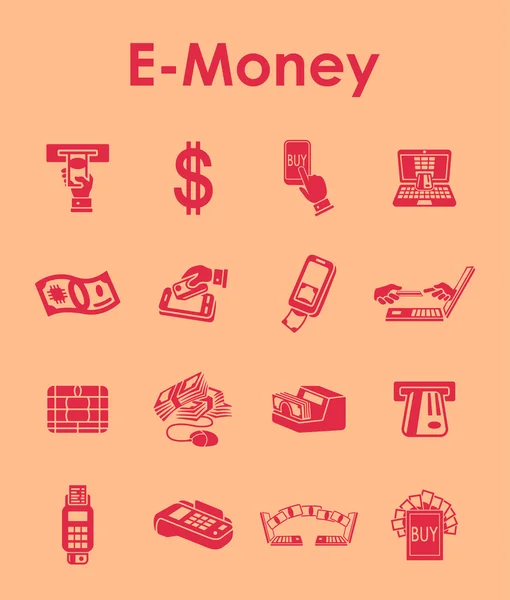 Set of e-money simple icons — Stock Vector