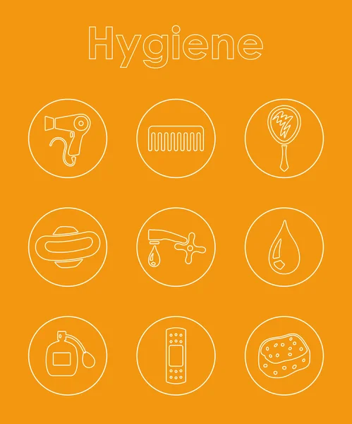 Set van de eenvoudige pictogrammen hygiëne — Stockvector