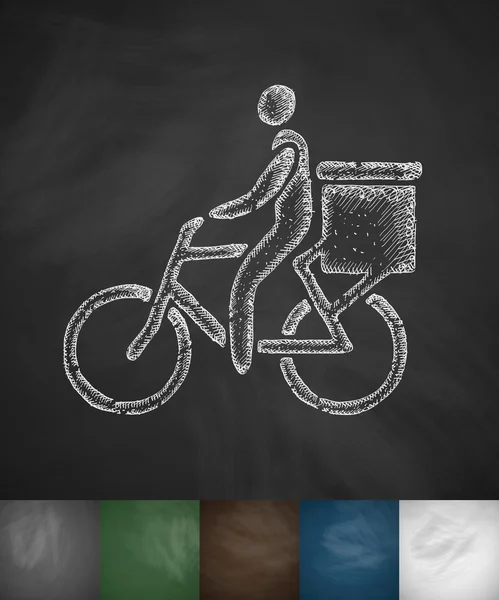 Entrega de mercancías por icono de bicicleta — Vector de stock