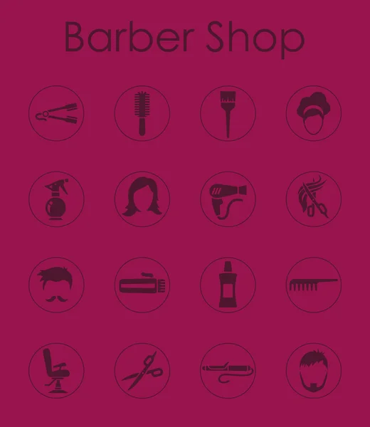 Conjunto de iconos simples de barbería — Vector de stock
