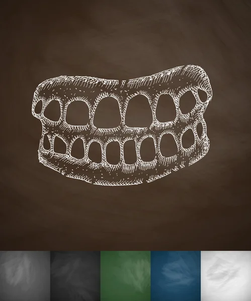Icona della mandibola sulla lavagna — Vettoriale Stock