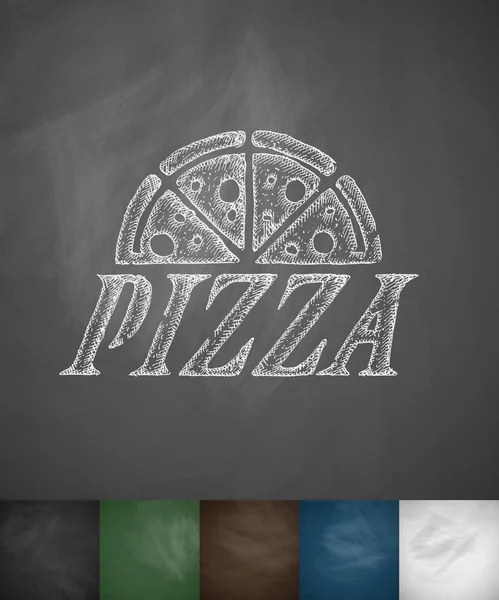 黒板にピザ アイコン — ストックベクタ