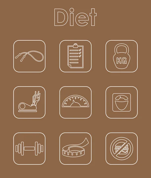 Set van de eenvoudige pictogrammen dieet — Stockvector