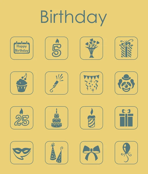 Conjunto de iconos simples de cumpleaños — Vector de stock