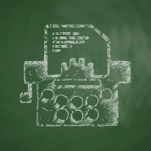 Typewriter icon on chalkboard — Stock Vector
