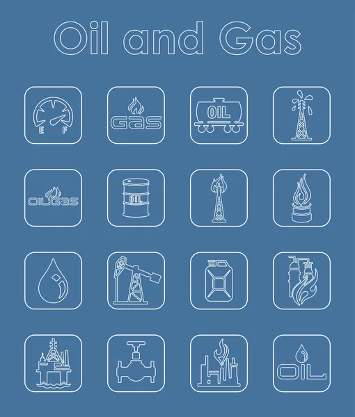 Conjunto de iconos simples de petróleo y gas — Vector de stock