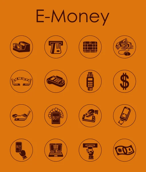 Set of e-money simple icons — Stock Vector