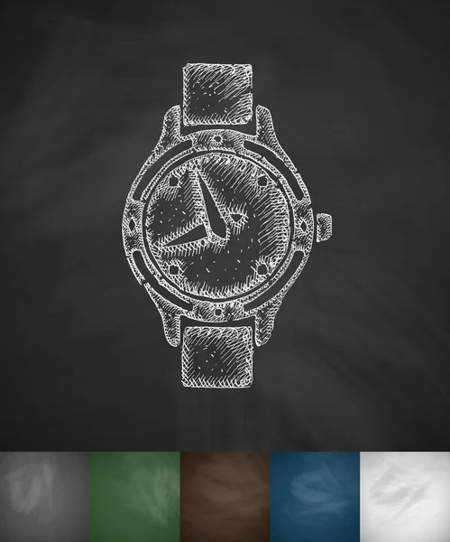 Montre icône sur tableau noir — Image vectorielle