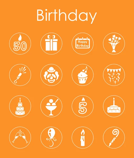 Набор простых иконок дня рождения — стоковый вектор