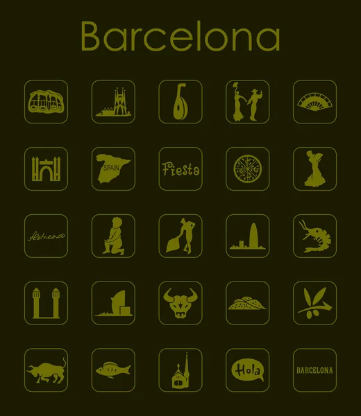 Set van Barcelona eenvoudige pictogrammen — Stockvector