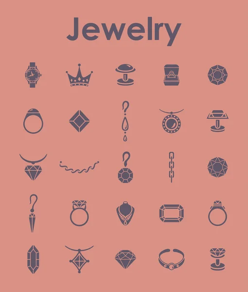 Set of jewelry simple icons — Stock Vector