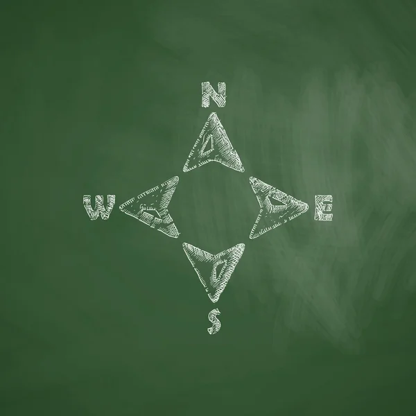 Kompas pictogram op schoolbord — Stockvector