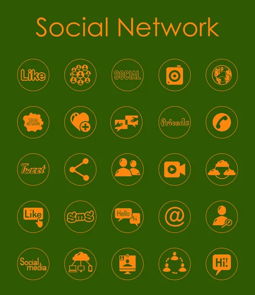 Набор простых иконок социальных сетей — стоковый вектор