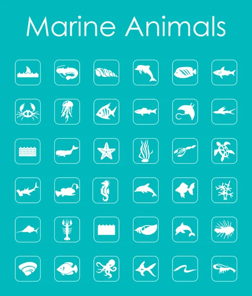 Conjunto de animais marinhos ícones simples — Vetor de Stock