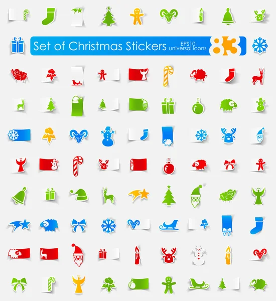 Set of Christmas stickers — Stock Vector