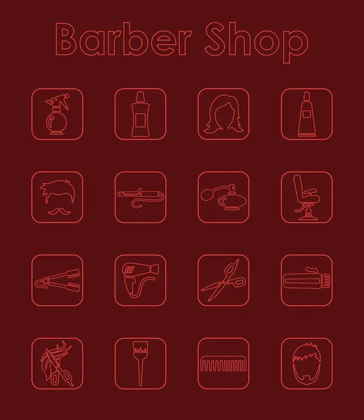 Набор простых икон парикмахерской — стоковый вектор