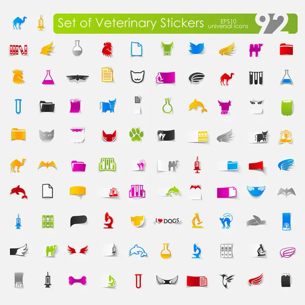 Conjunto de adesivos veterinários — Vetor de Stock