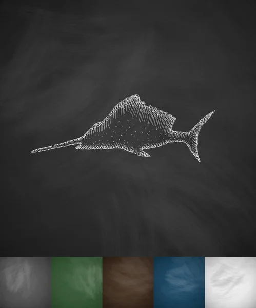 手绘箭鱼图标 — 图库矢量图片