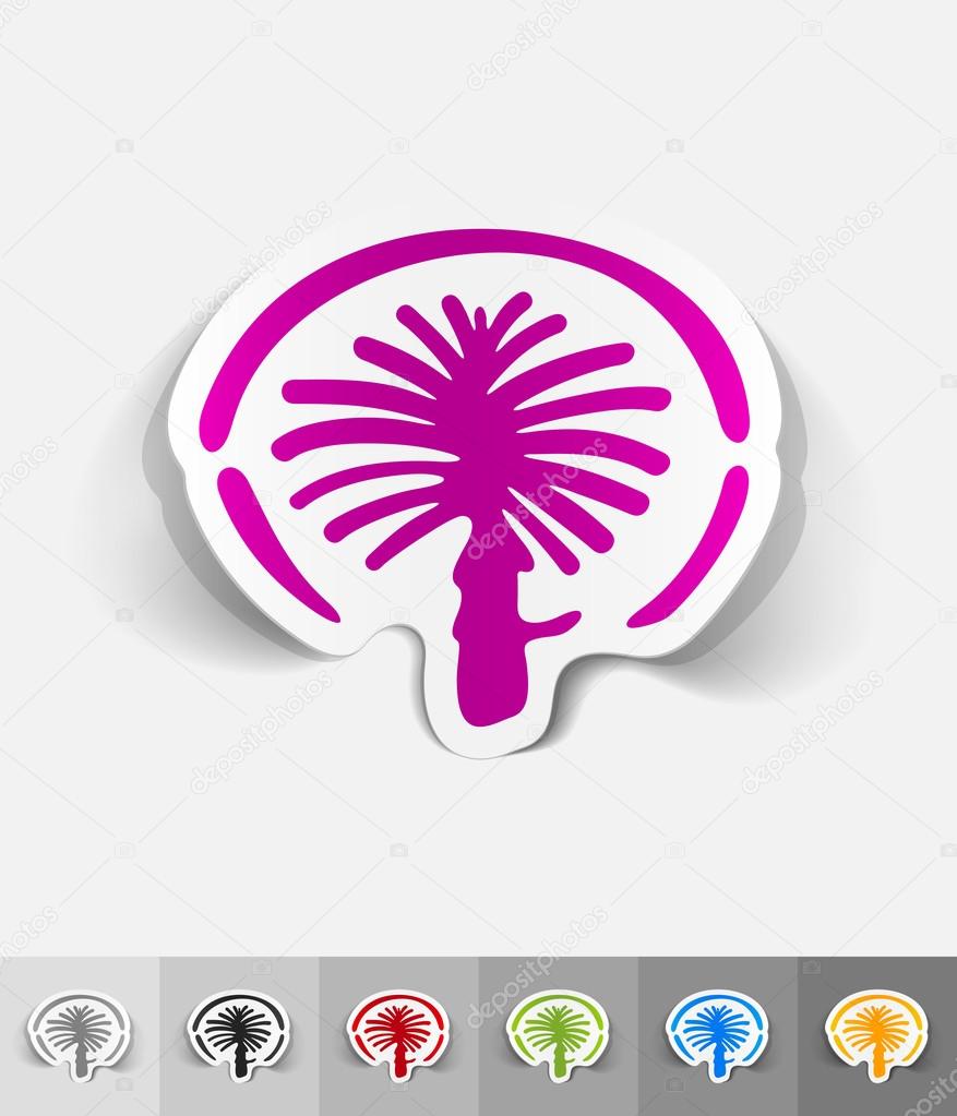 Palm Jumeirah paper sticker with shadow