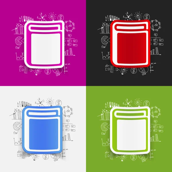 Dibujo de fórmulas de negocio con icono de libro — Vector de stock