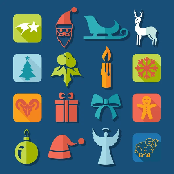 Набор рождественских икон — стоковый вектор