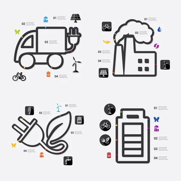 Infográfico de ecologia com ícones — Vetor de Stock