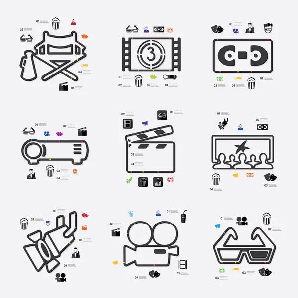 Ilustração infográfica do cinema — Vetor de Stock