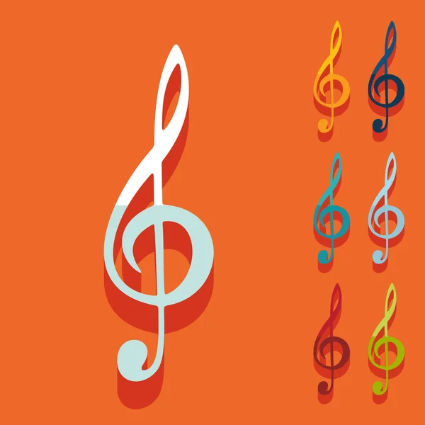 Flat design: treble clef — Stock Vector